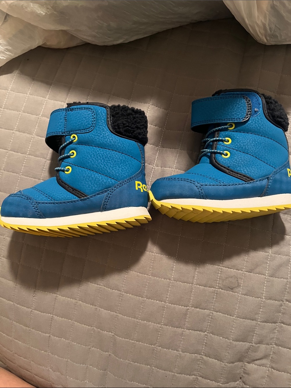 Reebok Kids' Blue Winter Boots with Yellow Sole